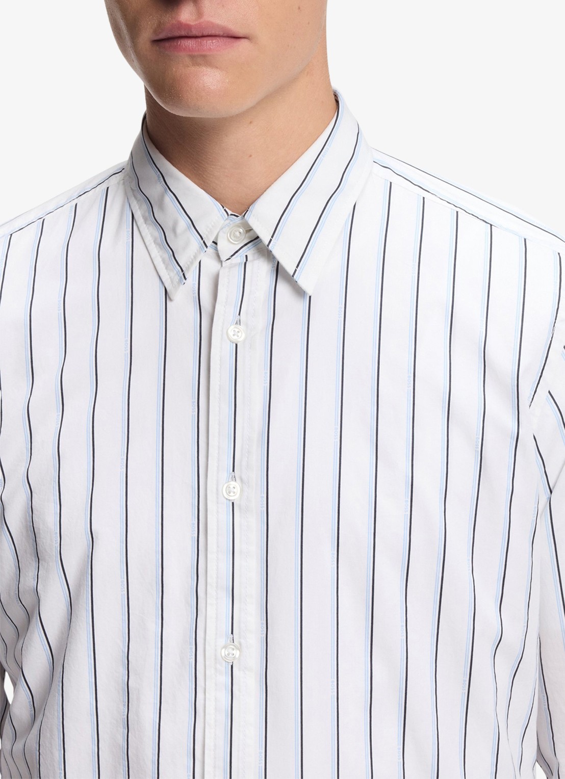 BOSS Regular fit overhemd met streepprint - detail 5 wit