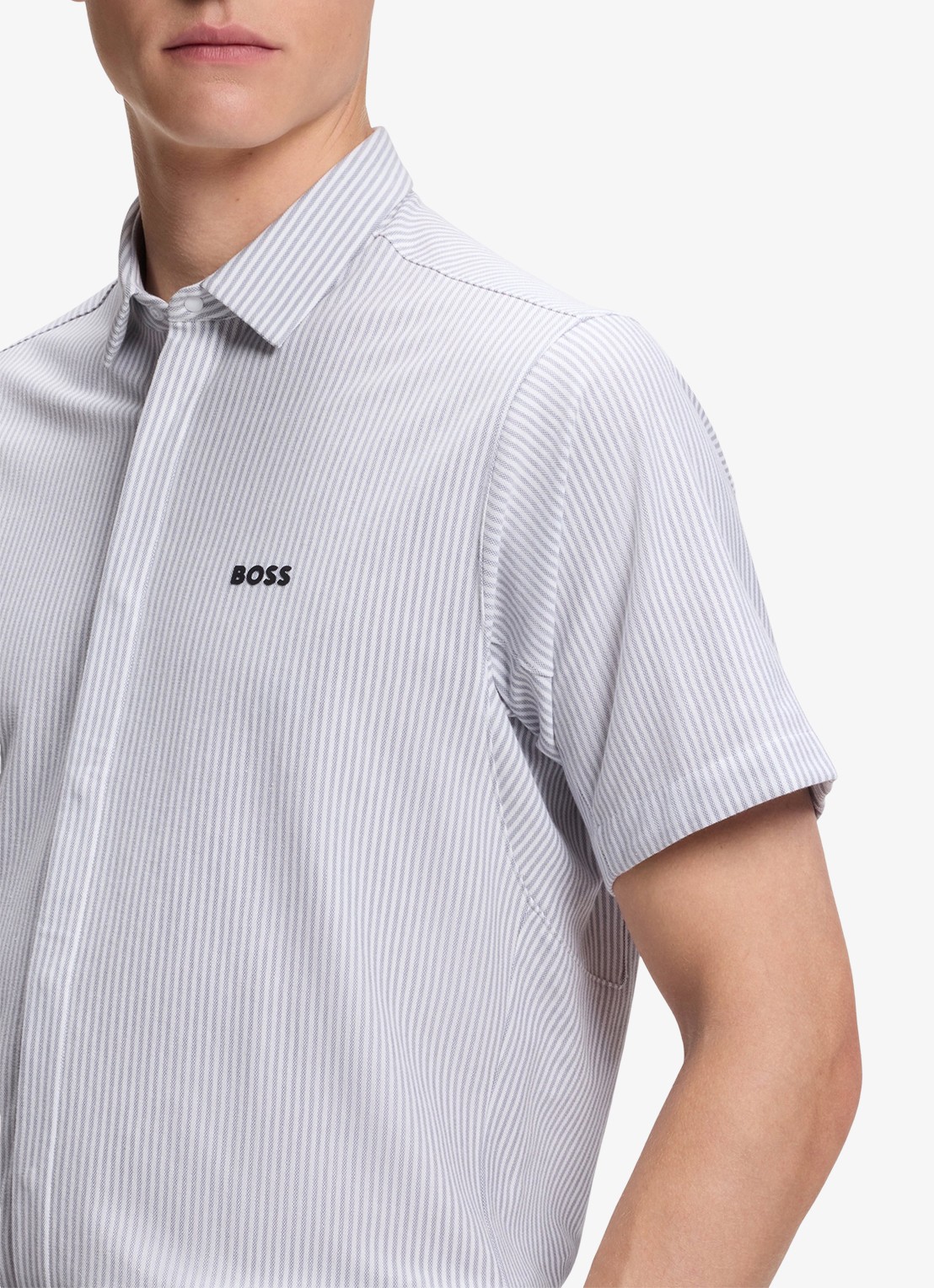 BOSS Regular fit overhemd met streepprint - detail 5 dark grey-026