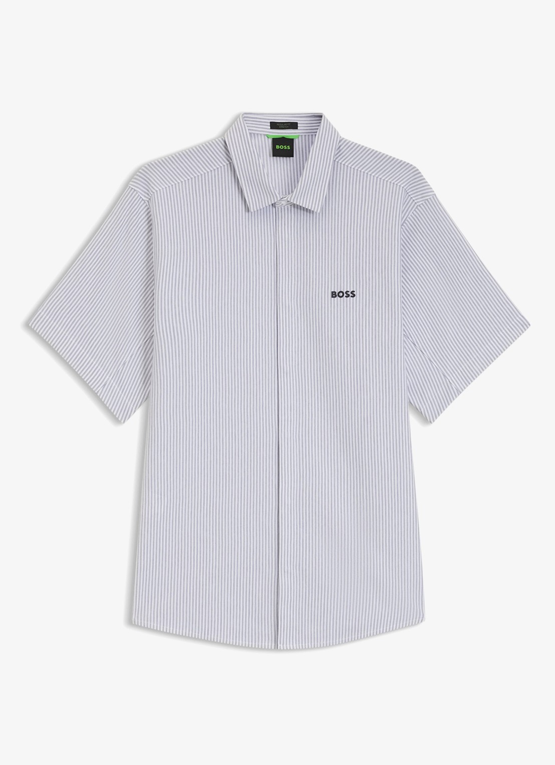 BOSS Regular fit overhemd met streepprint - voorkant dark grey-026
