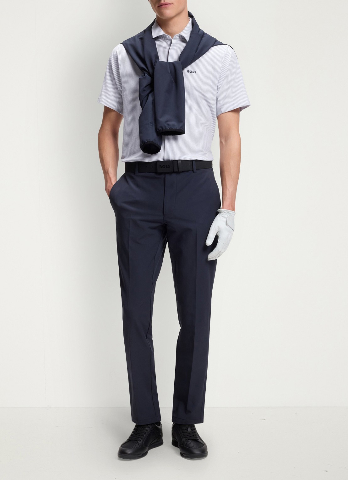 BOSS Regular fit overhemd met streepprint - voorkant 2 dark grey-026