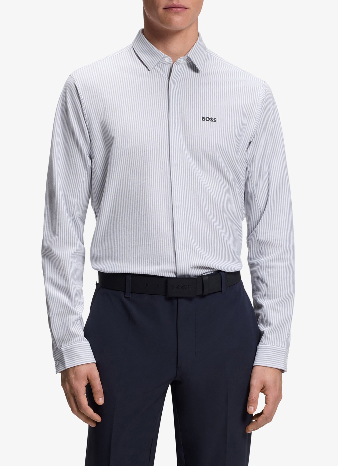 BOSS Regular fit overhemd met streepprint - detail 4 dark grey-026