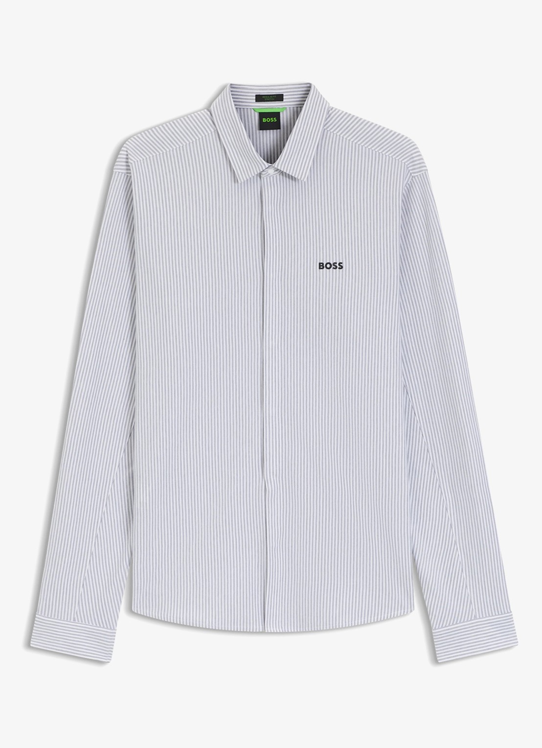 BOSS Regular fit overhemd met streepprint - voorkant 2 dark grey-026