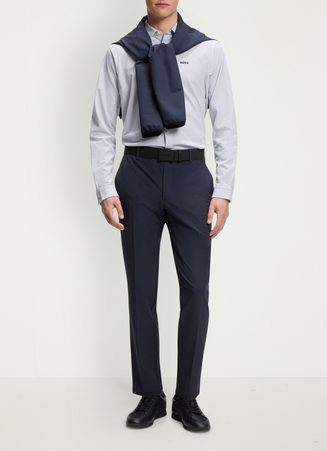 BOSS Regular fit overhemd met streepprint - voorkant 3 dark grey-026