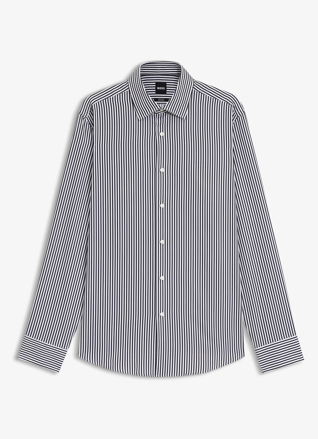 BOSS Regular fit overhemd met streepprint - voorkant donkerblauw