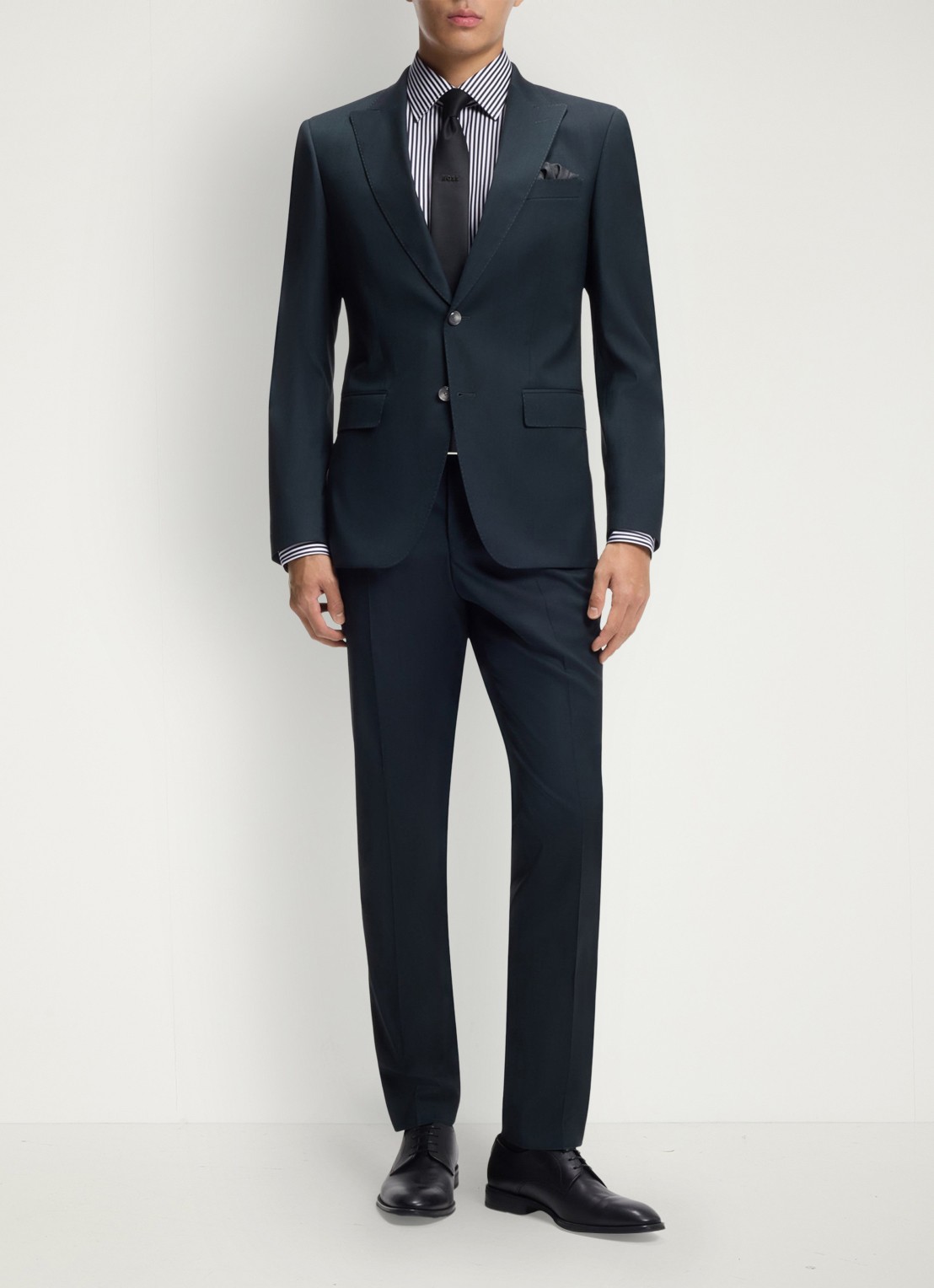 BOSS Regular fit overhemd met streepprint - voorkant 2 donkerblauw