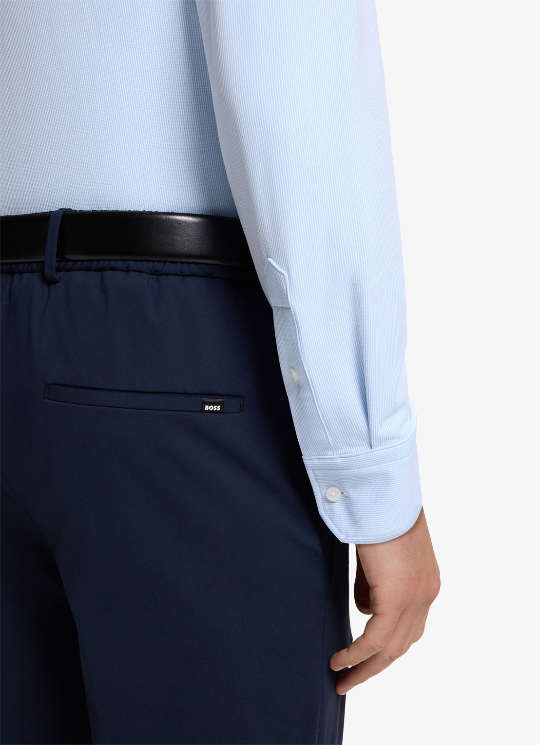 BOSS Regular fit overhemd met structuur - detail 5 lichtblauw