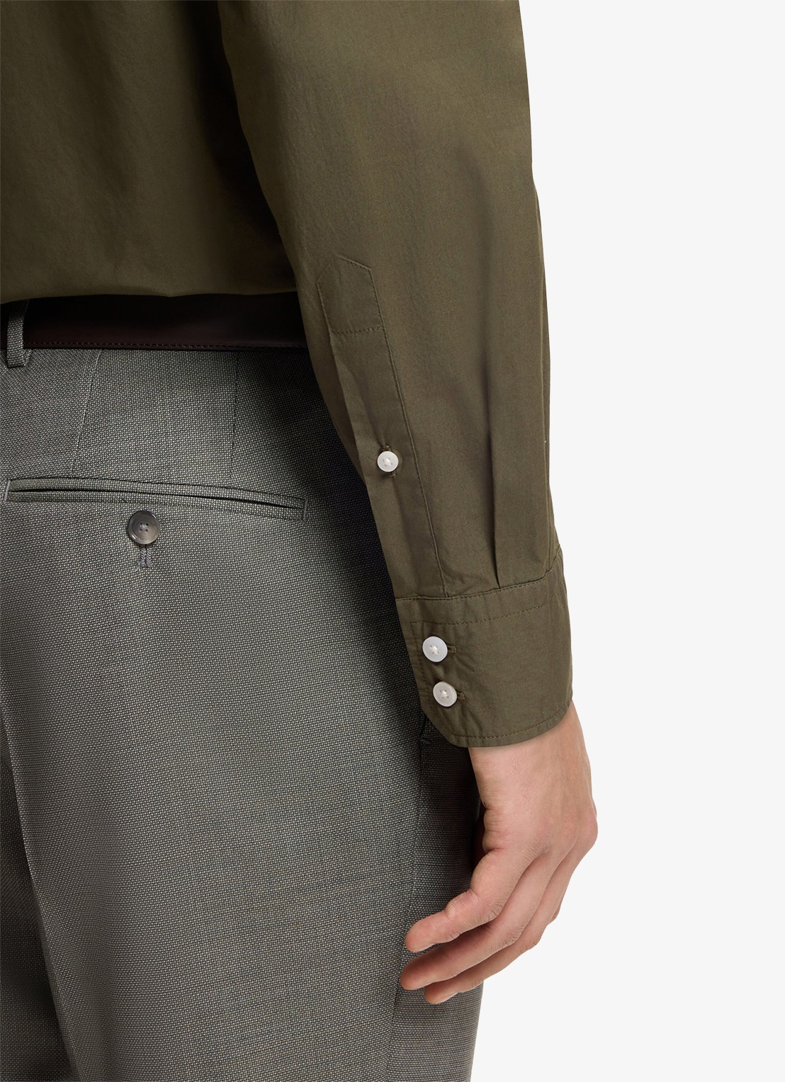 BOSS Regular fit overhemd van katoen - detail 3 legergroen