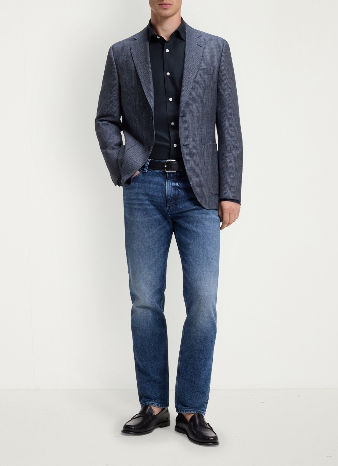 BOSS Regular fit overhemd van katoen - voorkant 6 donkerblauw