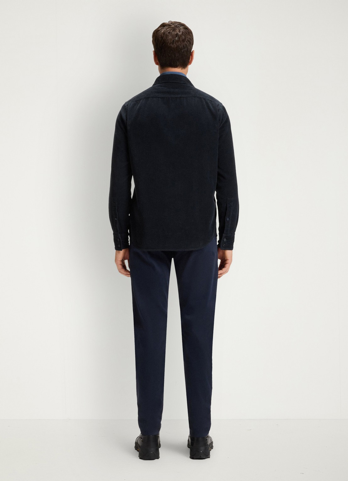 BOSS Regular-fit overhemd van katoenen corduroy - achterkant donkerblauw