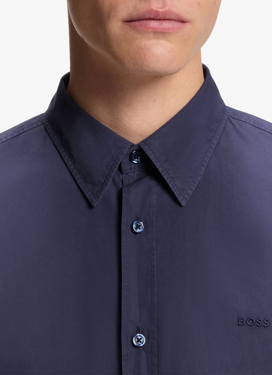 BOSS Regular-fit overhemd van katoenen popeline - detail 5 navy-418 / blauw