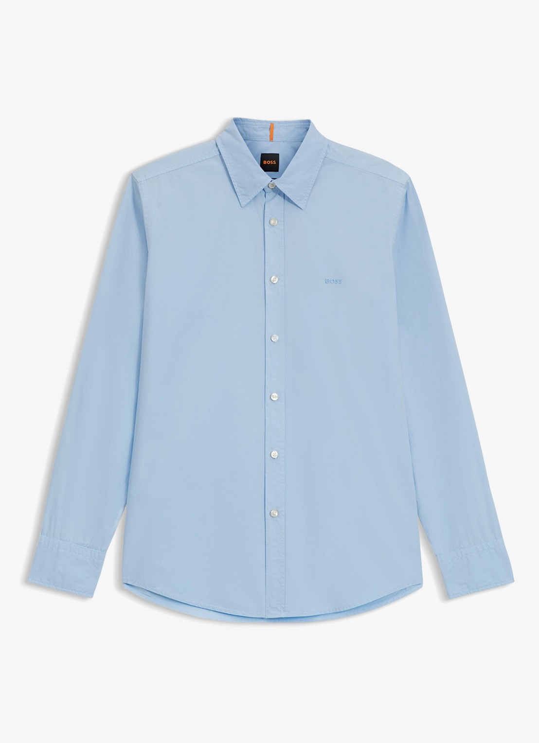 BOSS Regular-fit overhemd van katoenen popeline - voorkant 3 open blue-460 / blauw