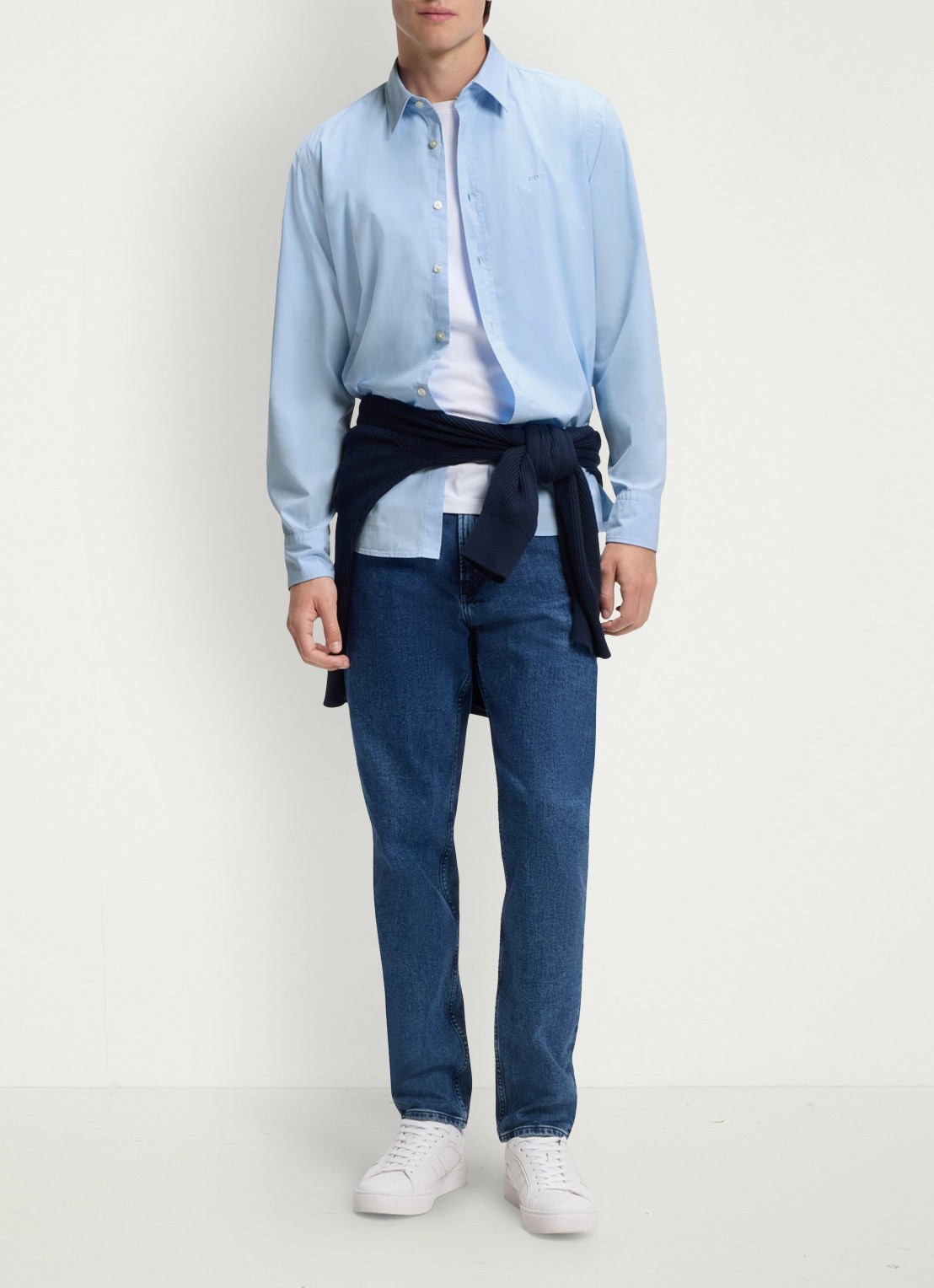 BOSS Regular-fit overhemd van katoenen popeline - voorkant 4 open blue-460 / blauw
