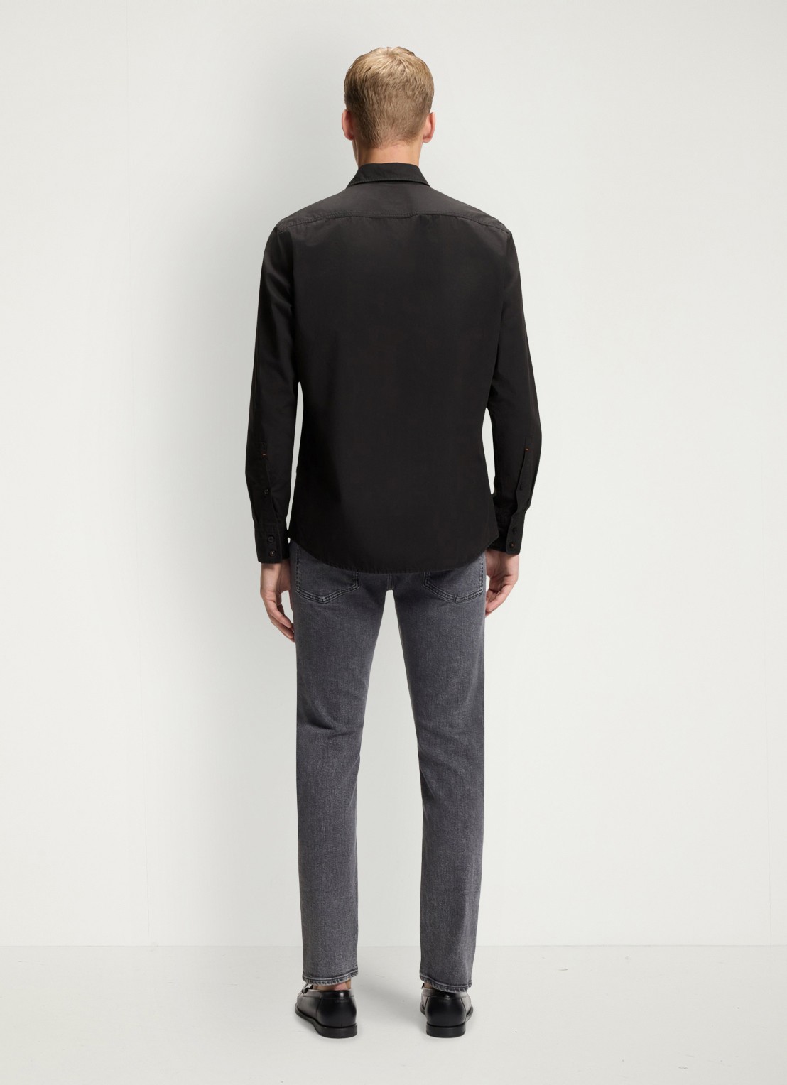 BOSS Regular-fit overhemd van katoenen popeline - achterkant black-001 / zwart