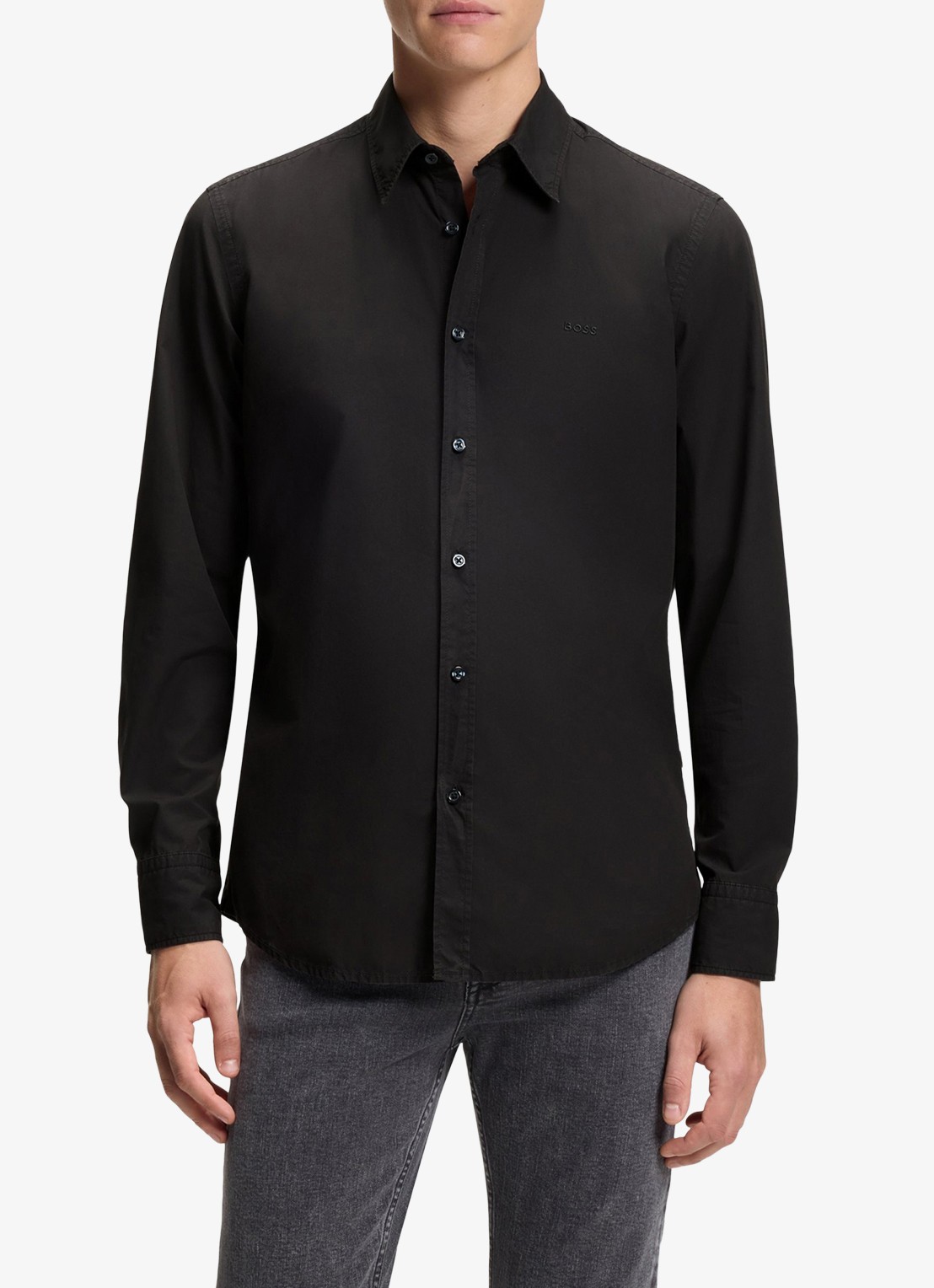 BOSS Regular-fit overhemd van katoenen popeline - detail 6 black-001 / zwart