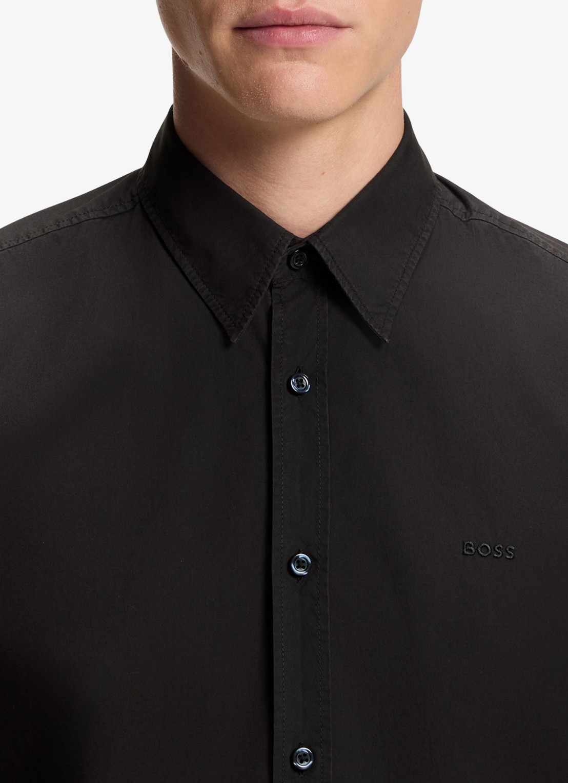 BOSS Regular-fit overhemd van katoenen popeline - detail 7 black-001 / zwart