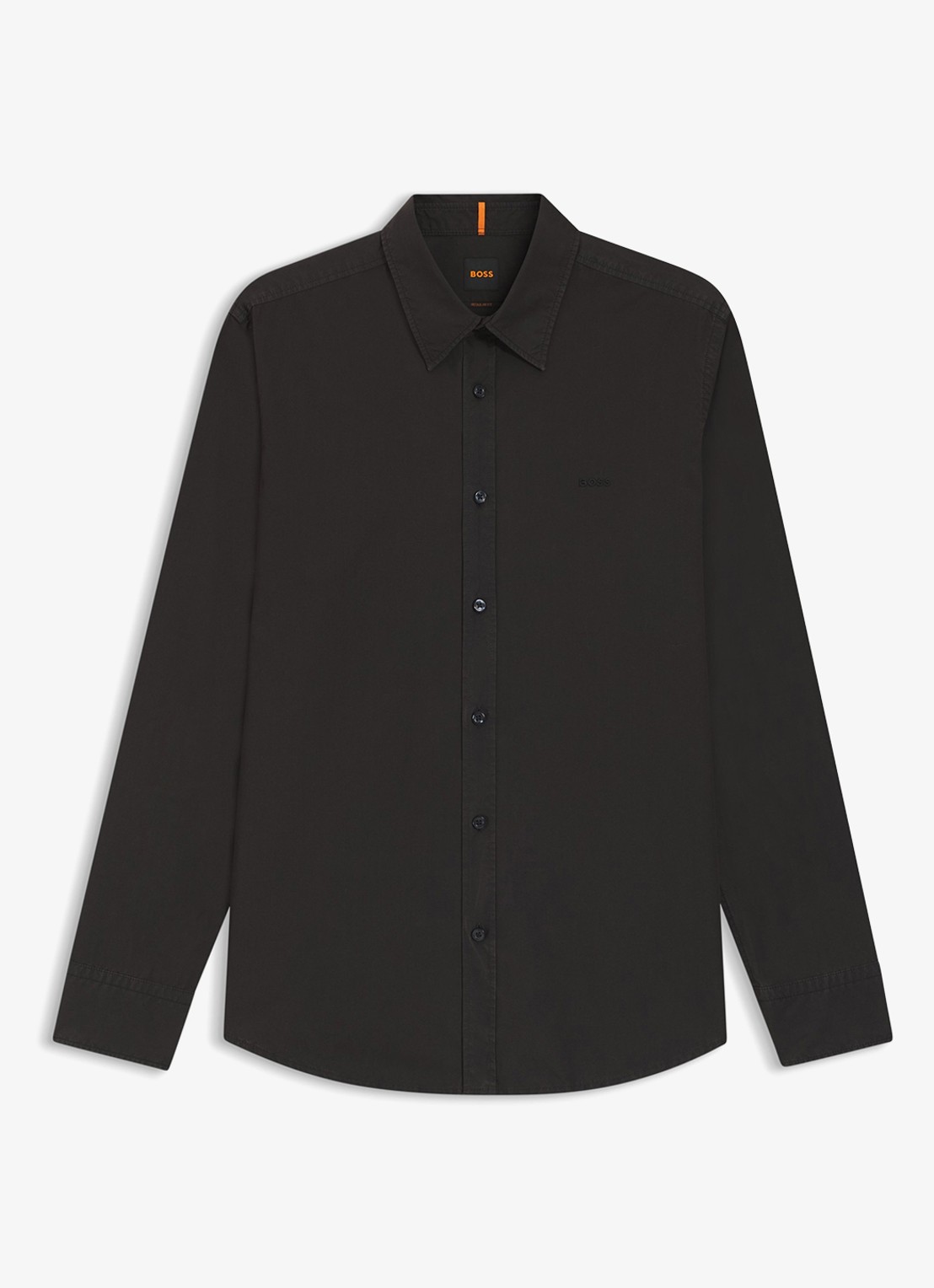 BOSS Regular-fit overhemd van katoenen popeline - voorkant 3 black-001 / zwart