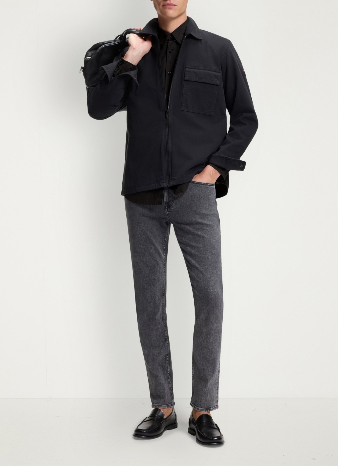 BOSS Regular-fit overhemd van katoenen popeline - voorkant 4 black-001 / zwart