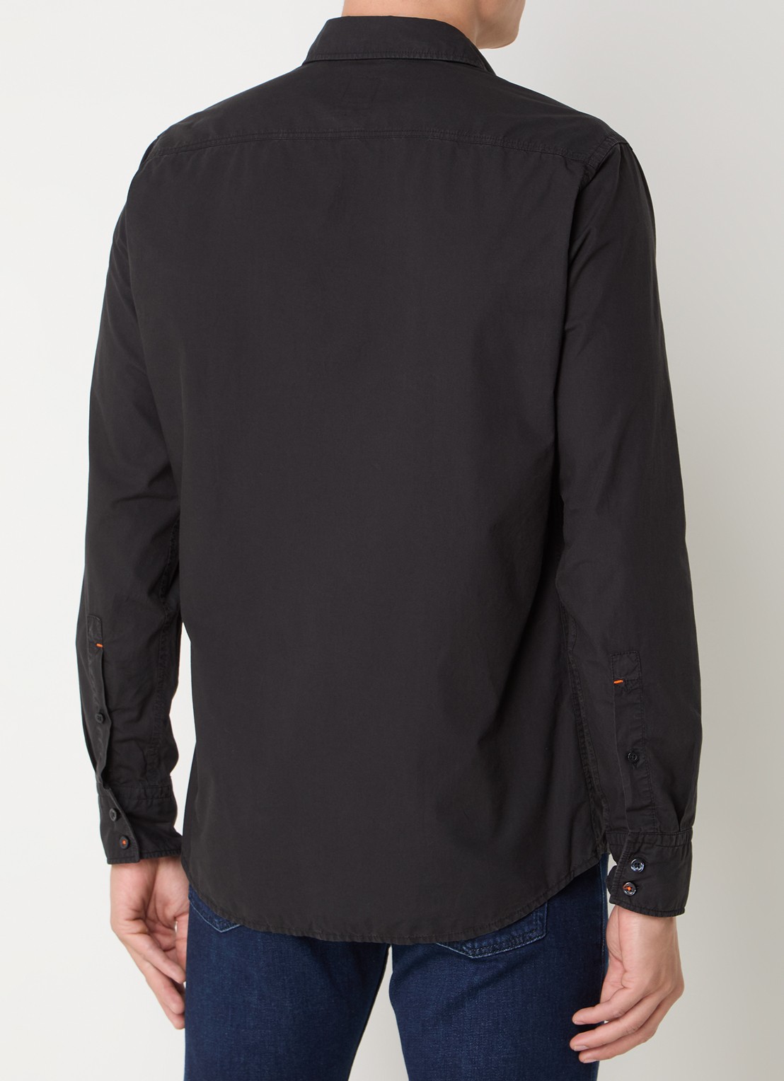 BOSS Regular-fit overhemd van katoenen popeline - achterkant 2 black-001 / zwart