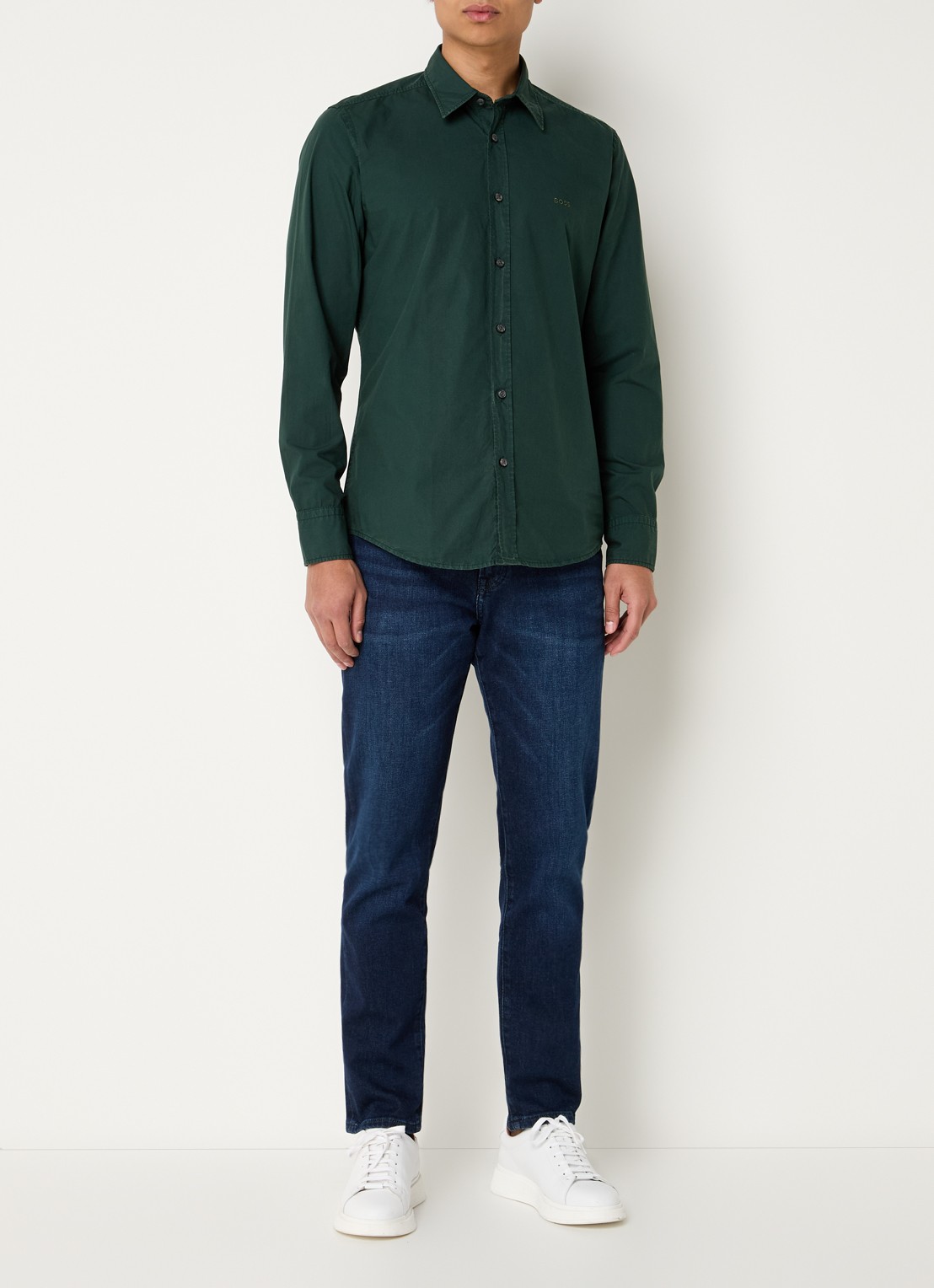 BOSS Regular-fit overhemd van katoenen popeline - voorkant 4 open green-350 / groen