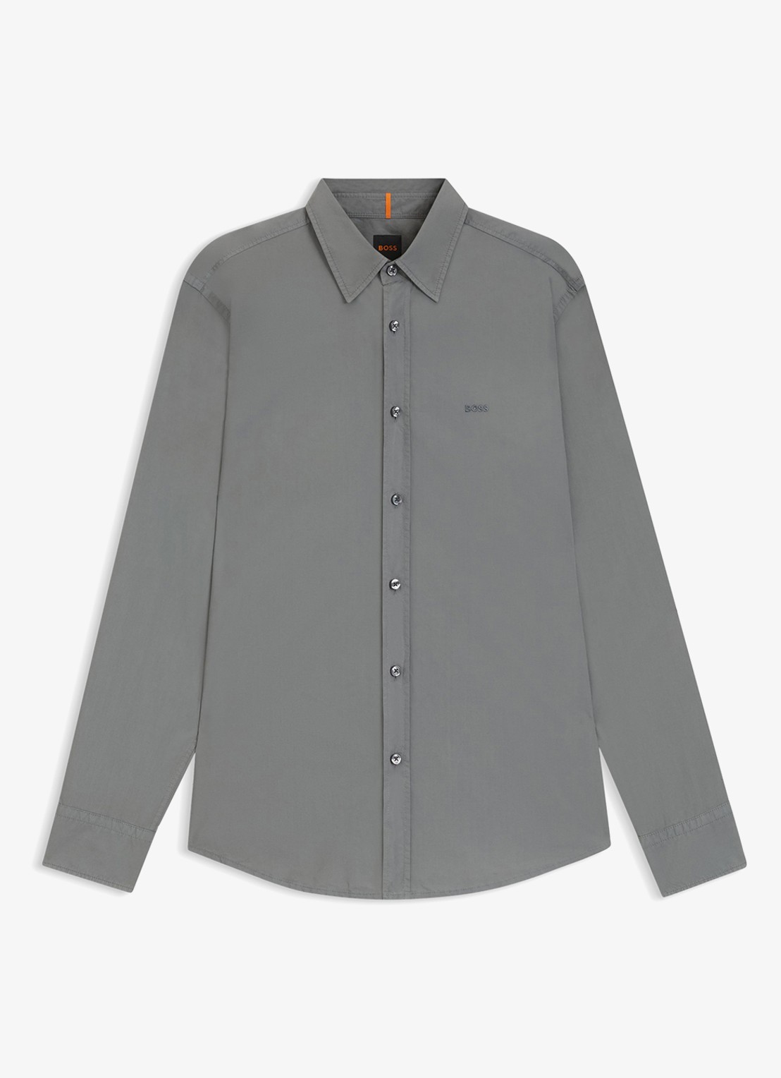BOSS Regular-fit overhemd van katoenen popeline - voorkant open grey-062 / grijs