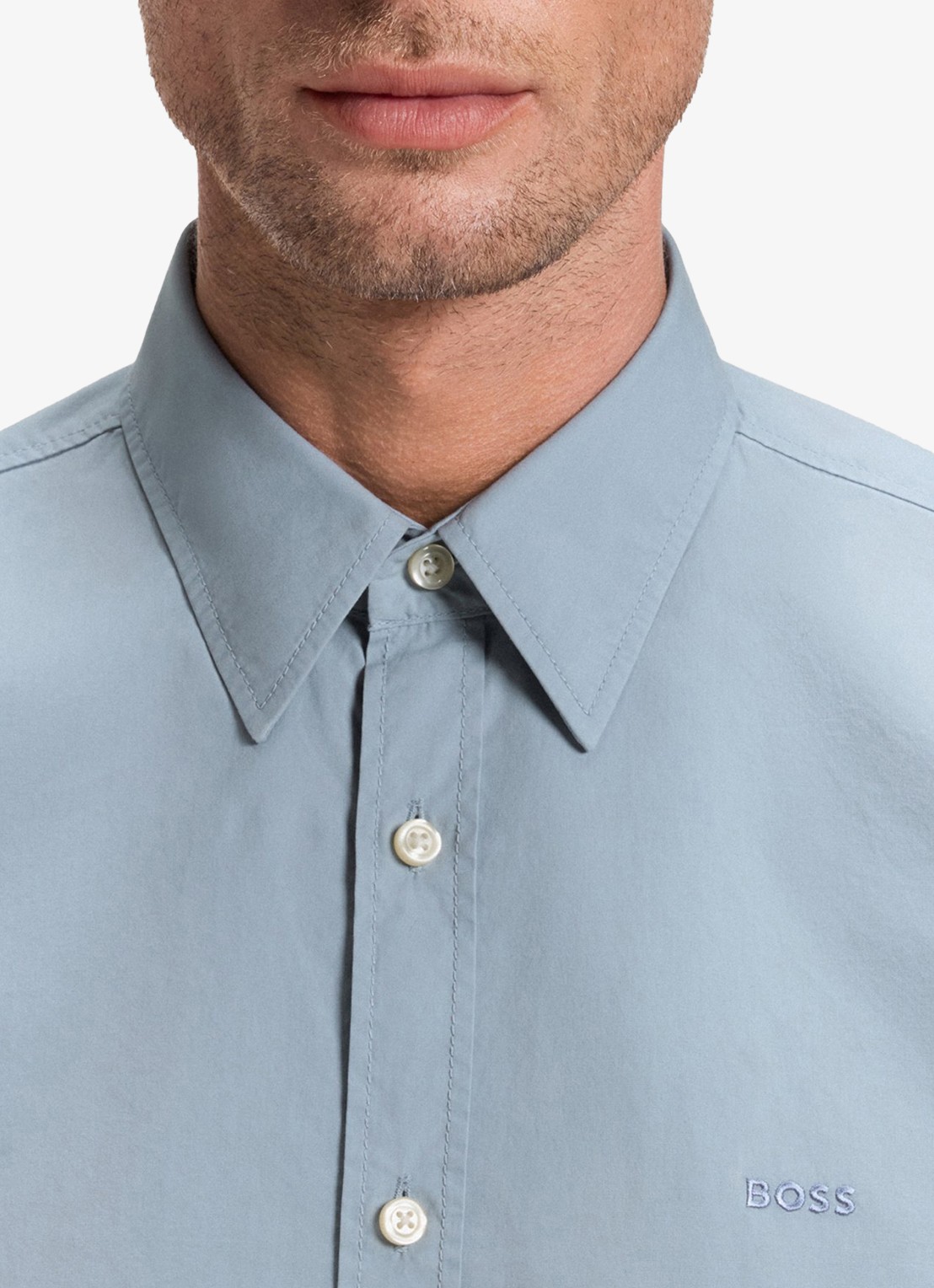 BOSS Regular-fit overhemd van katoenen popeline - detail 5 light/pastel blue-451 / lichtblauw