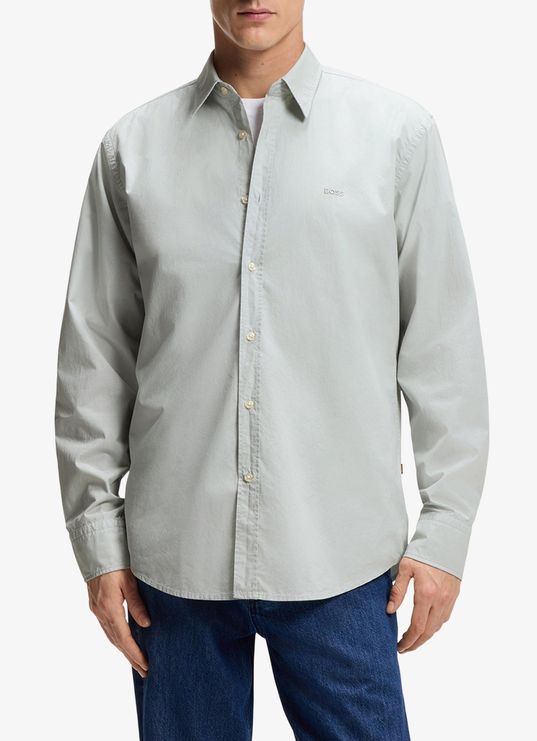 BOSS Regular-fit overhemd van katoenen popeline - detail 3 silver-043