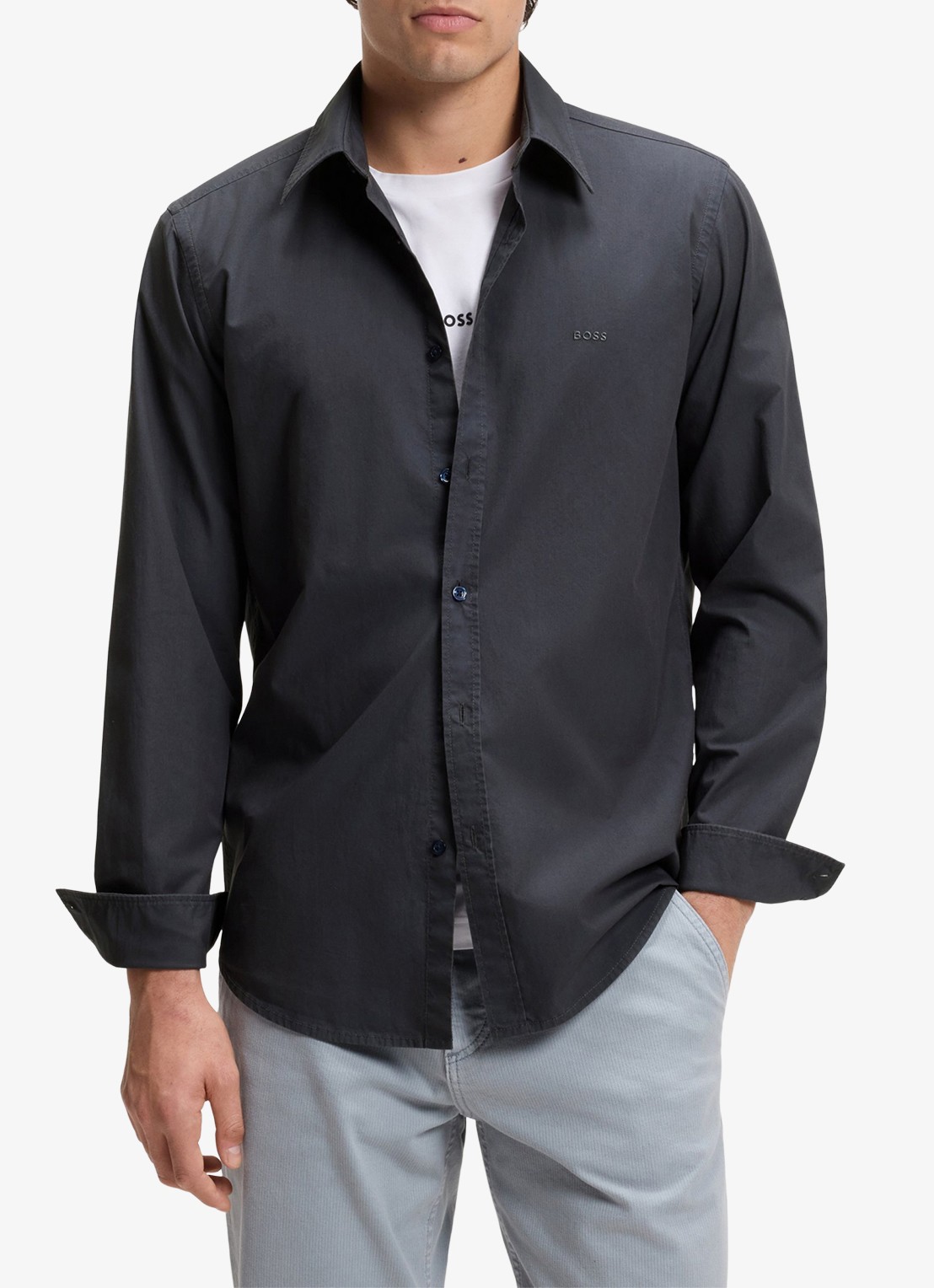 BOSS Regular-fit overhemd van katoenen popeline - detail 2 dark blue-406 / blauw