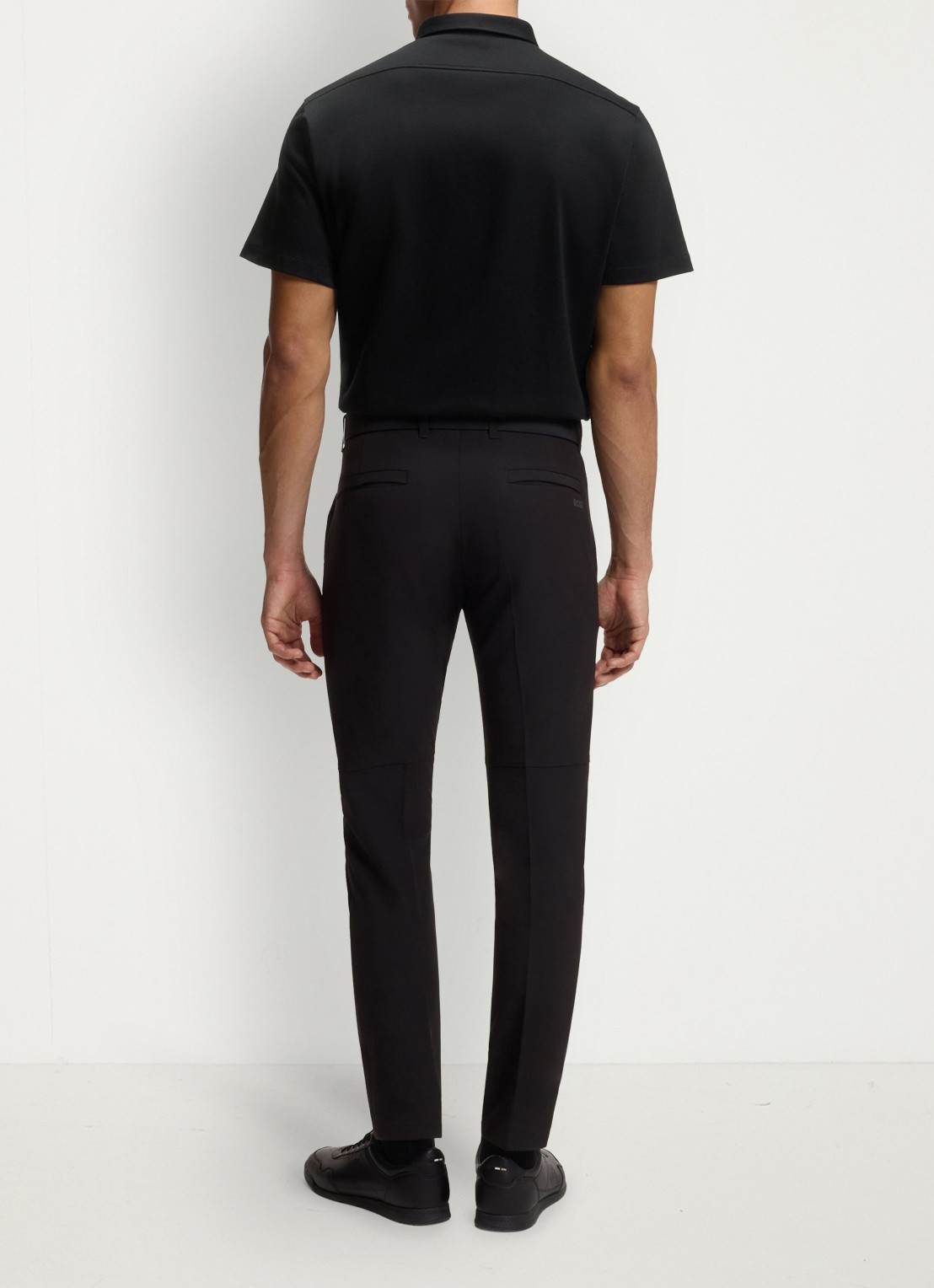 BOSS Regular-fit overhemd van kreukbestendige katoenen jersey - achterkant black-002 / zwart