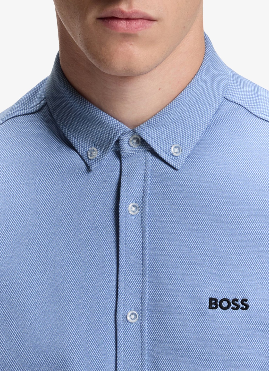 BOSS Regular-fit overhemd van kreukbestendige katoenen jersey - detail 5 light/pastel blue-459 / blauw