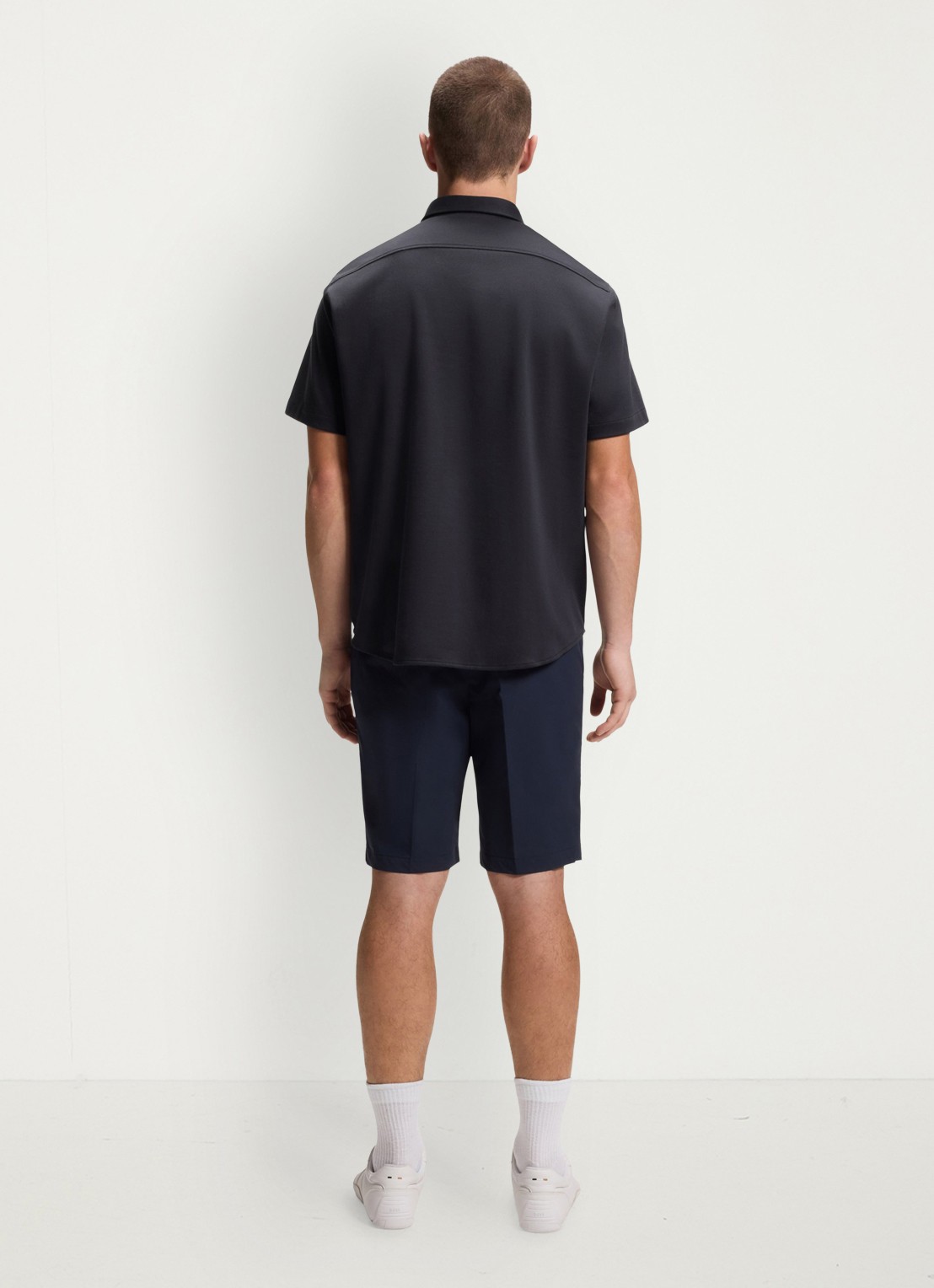 BOSS Regular-fit overhemd van kreukbestendige katoenen jersey - achterkant dark blue-402 / blauw