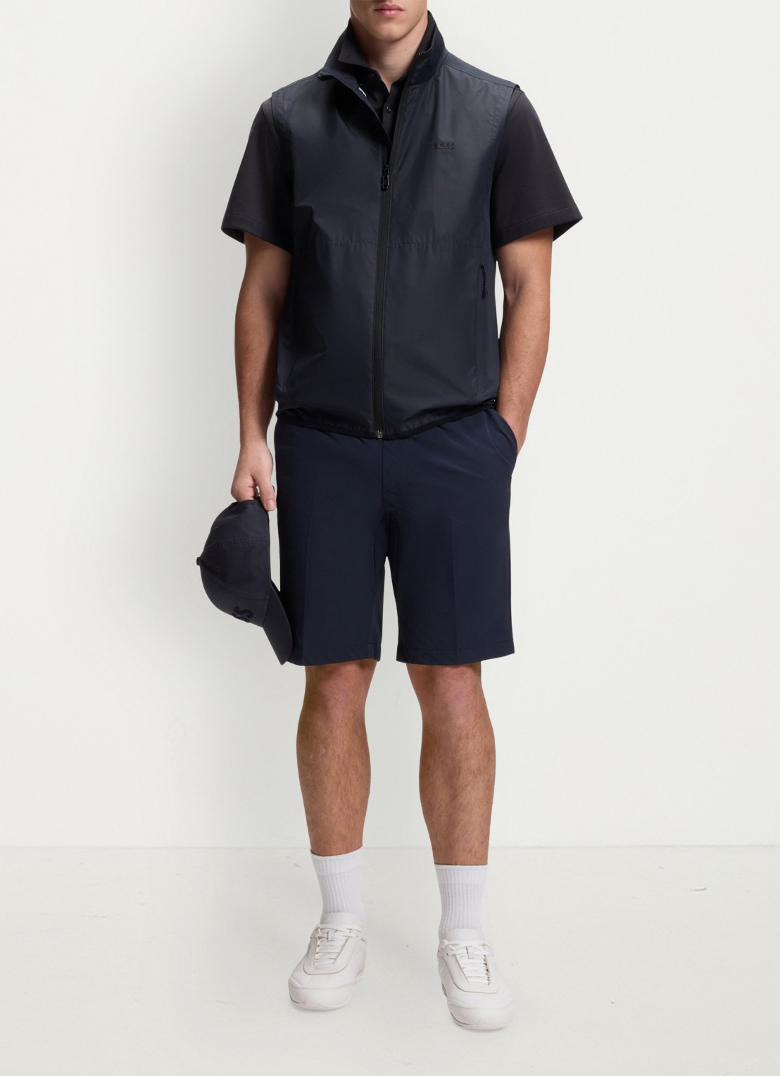 BOSS Regular-fit overhemd van kreukbestendige katoenen jersey - voorkant 6 dark blue-402 / blauw