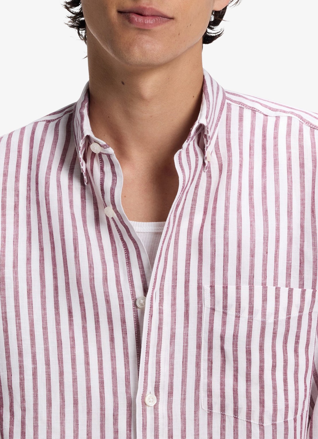 BOSS Regular fit overhemd van linnen met streepprint - detail 4 rood