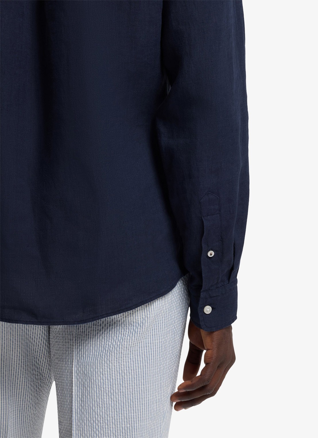 BOSS Regular fit overhemd van linnen - detail 2 donkerblauw
