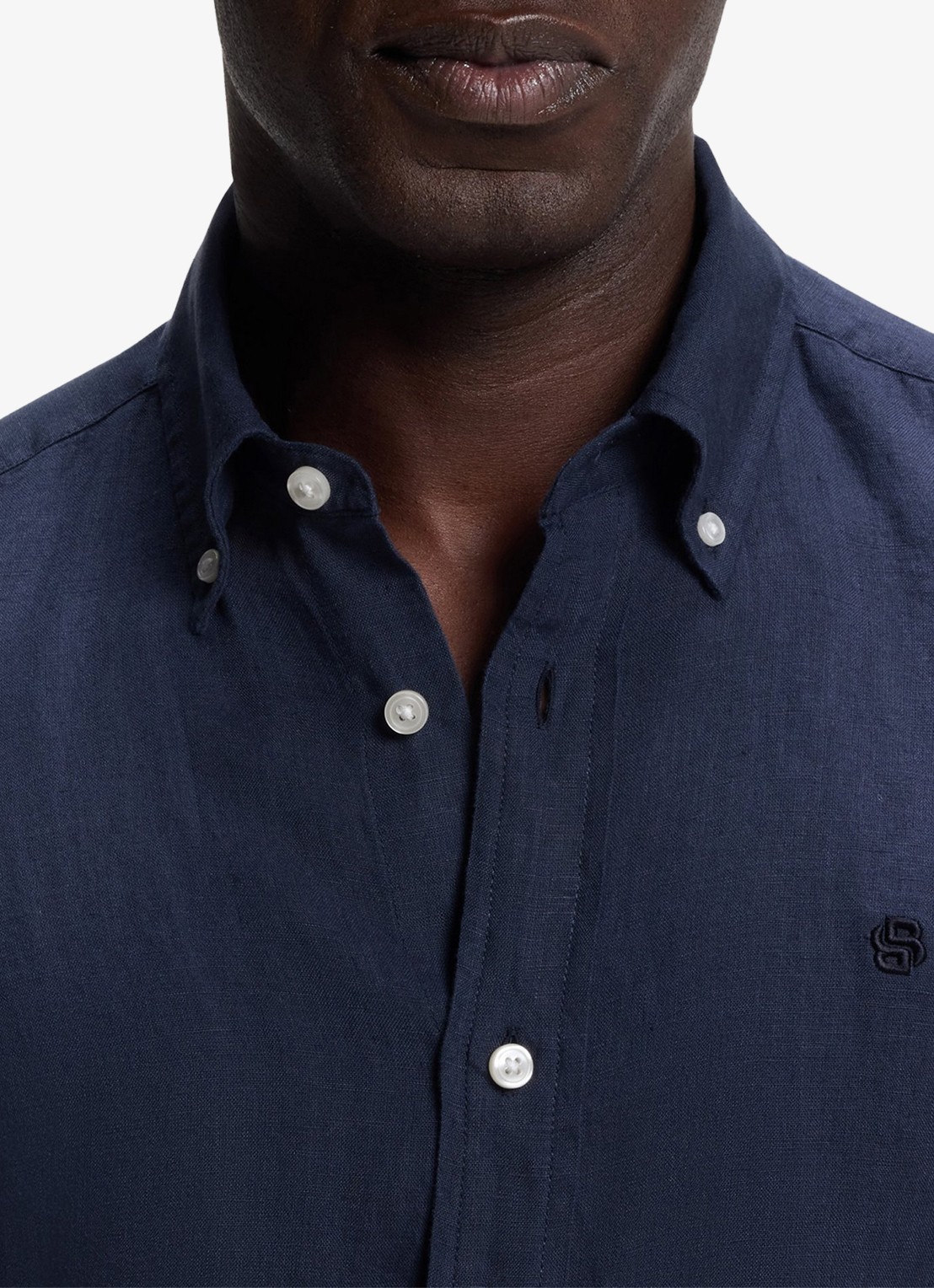 BOSS Regular fit overhemd van linnen - detail 3 donkerblauw