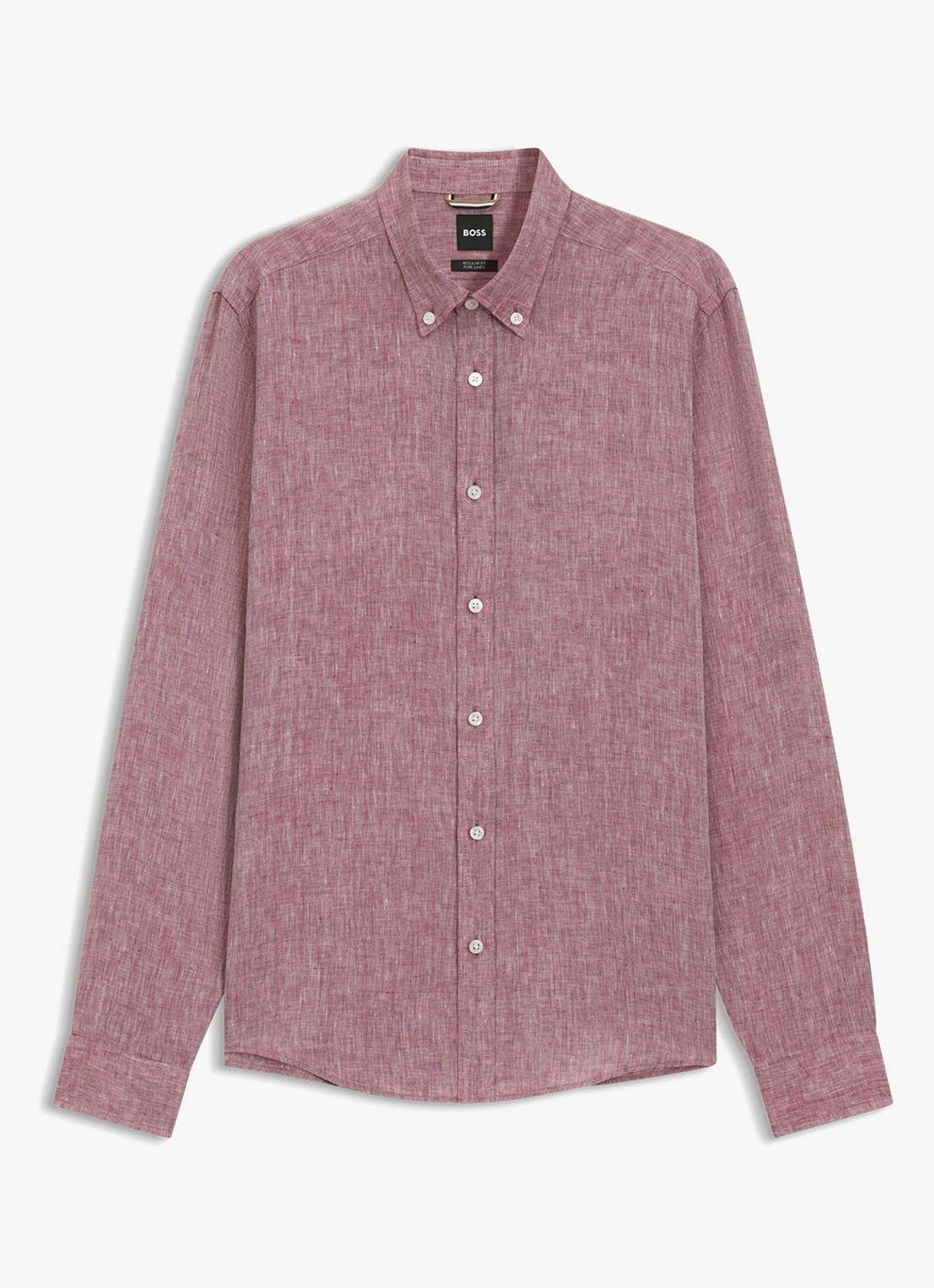 BOSS Regular fit overhemd van linnen - voorkant medium red-611 / rood