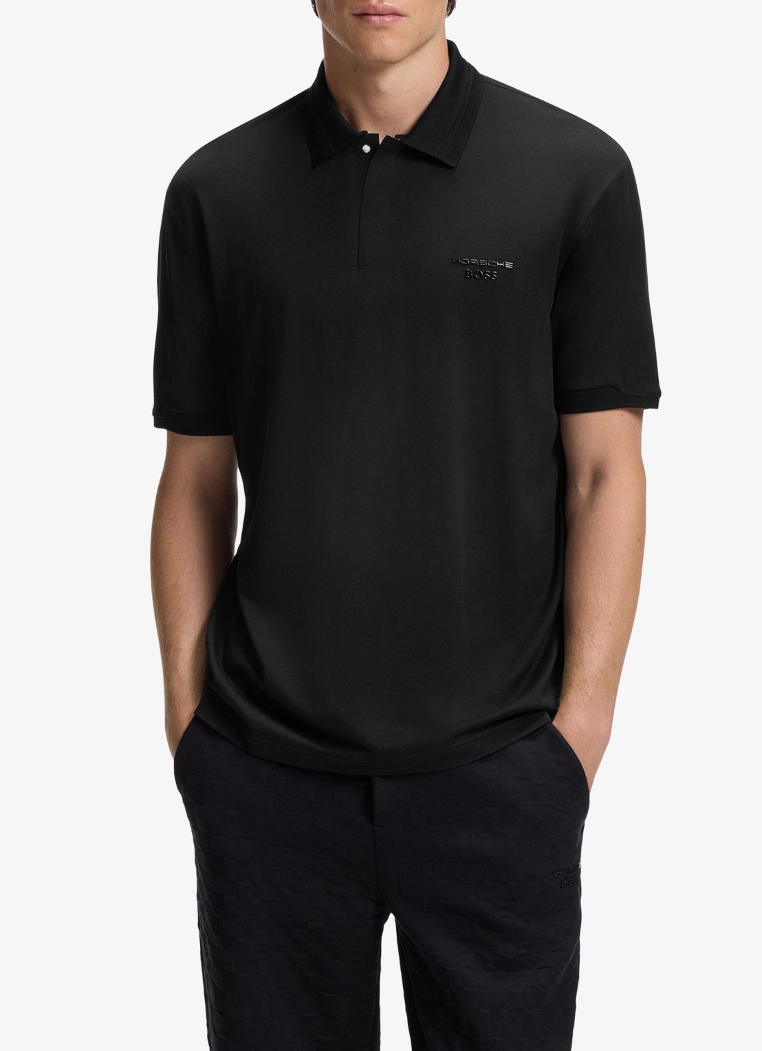 BOSS Regular fit polo met 3D logoprint - detail 4 zwart