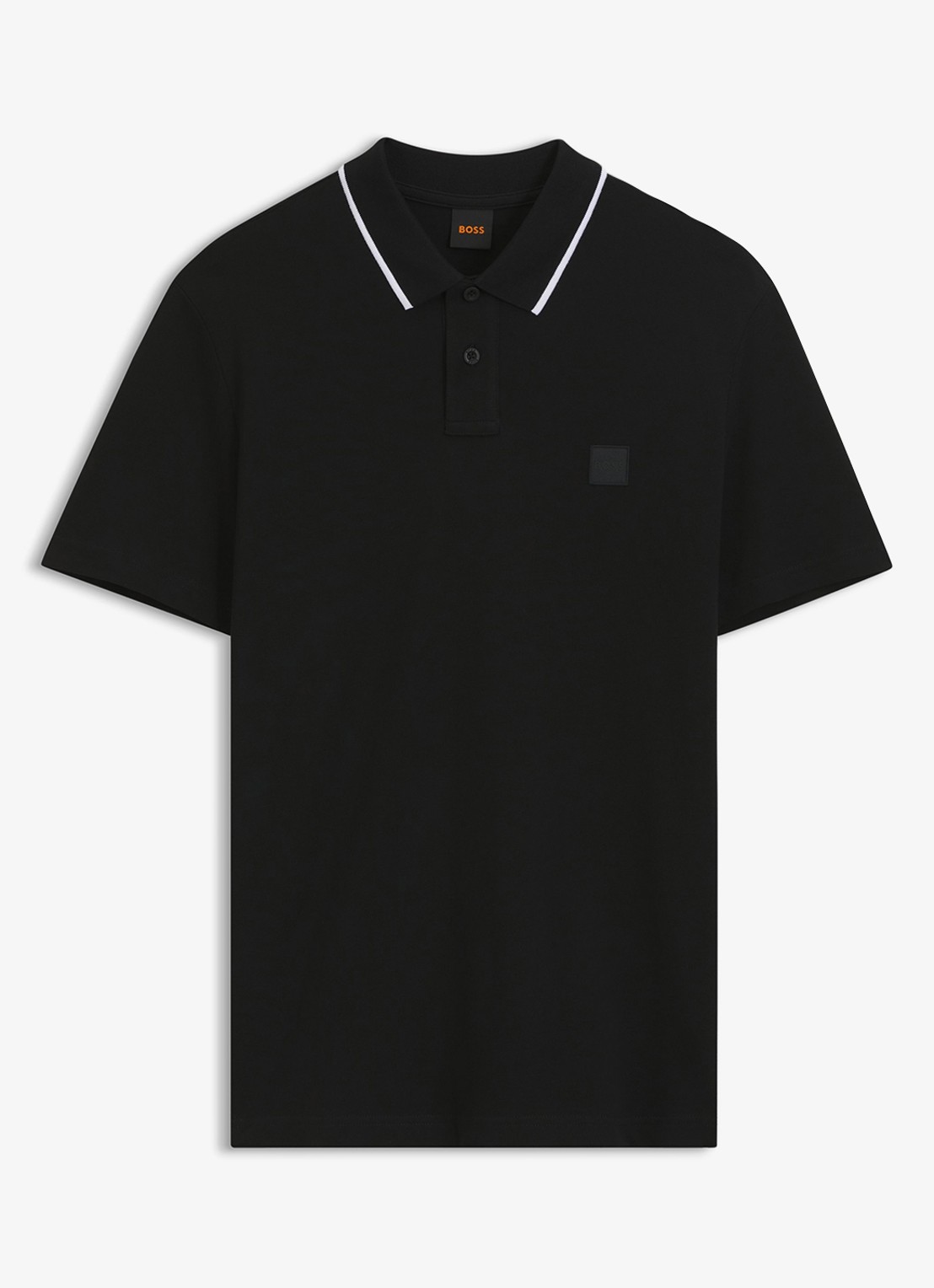 BOSS Regular fit polo met getipte boorden - voorkant zwart