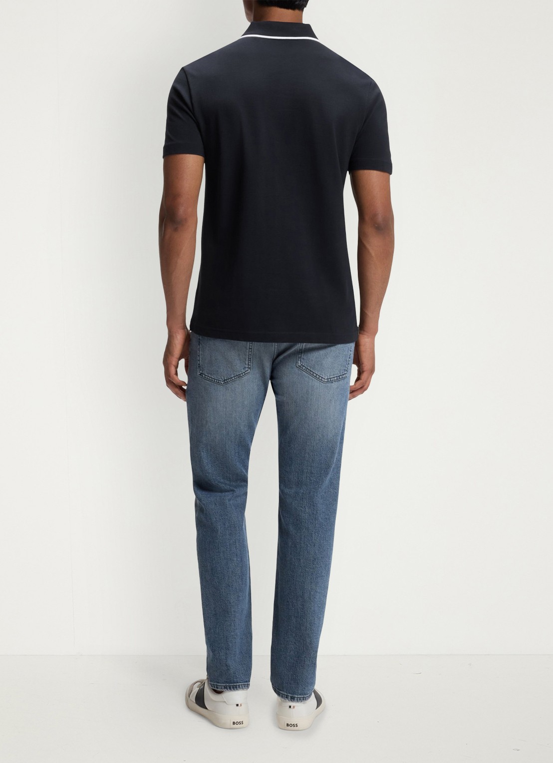 BOSS Regular fit polo met getipte boorden - achterkant donkerblauw