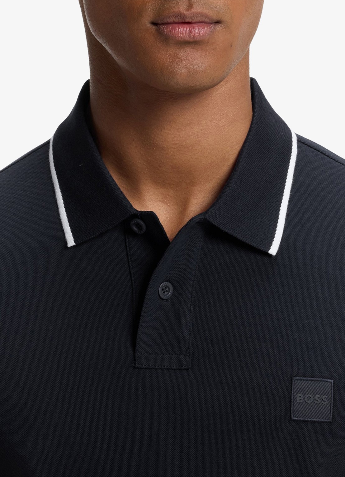 BOSS Regular fit polo met getipte boorden - detail 5 donkerblauw
