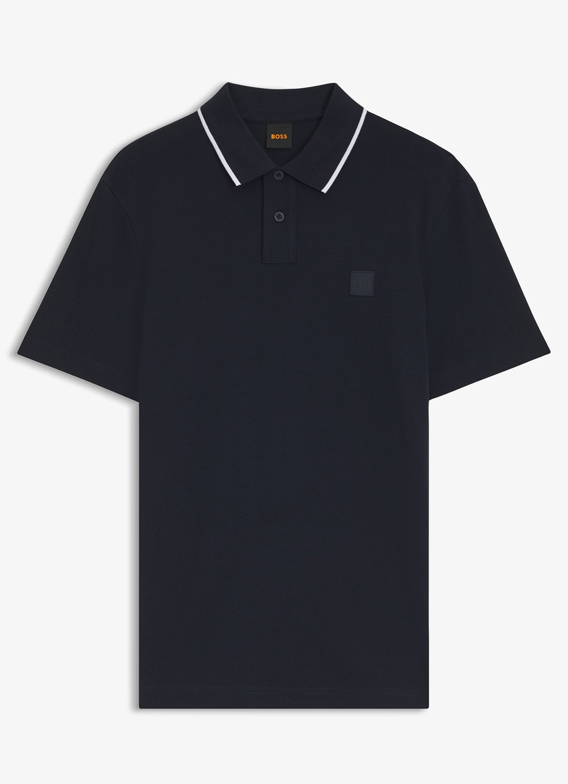 BOSS Regular fit polo met getipte boorden - voorkant 2 donkerblauw
