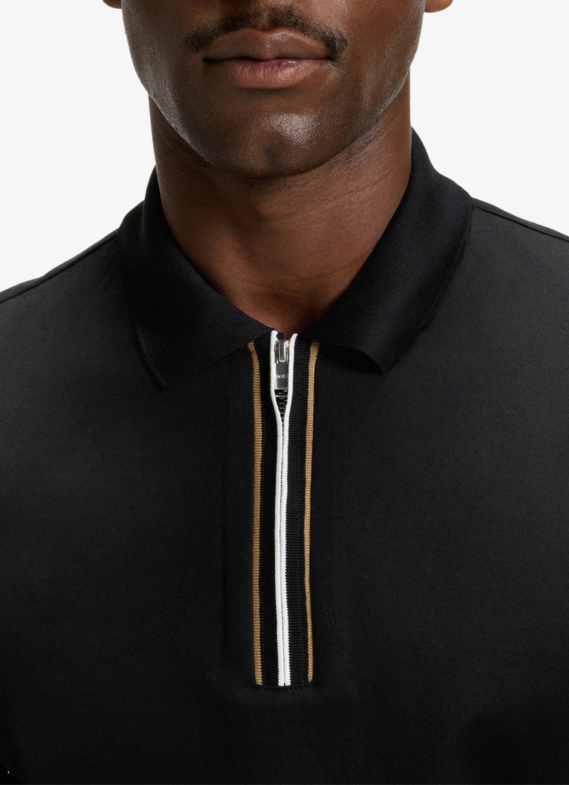 BOSS Regular fit polo met halve rits - detail 4 zwart
