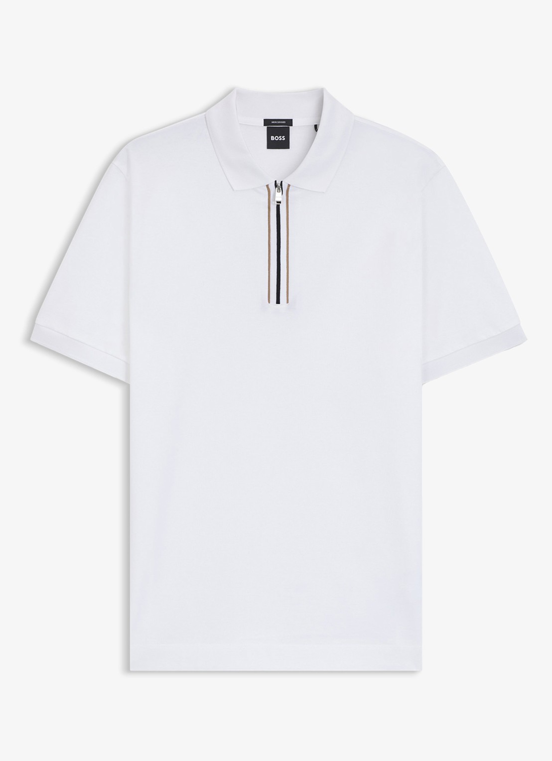 BOSS Regular fit polo met halve rits - voorkant 4 wit