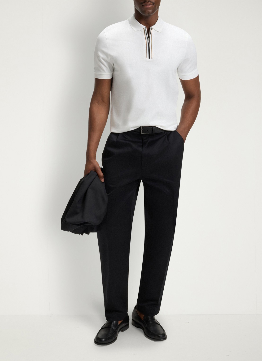 BOSS Regular fit polo met halve rits - voorkant 5 wit