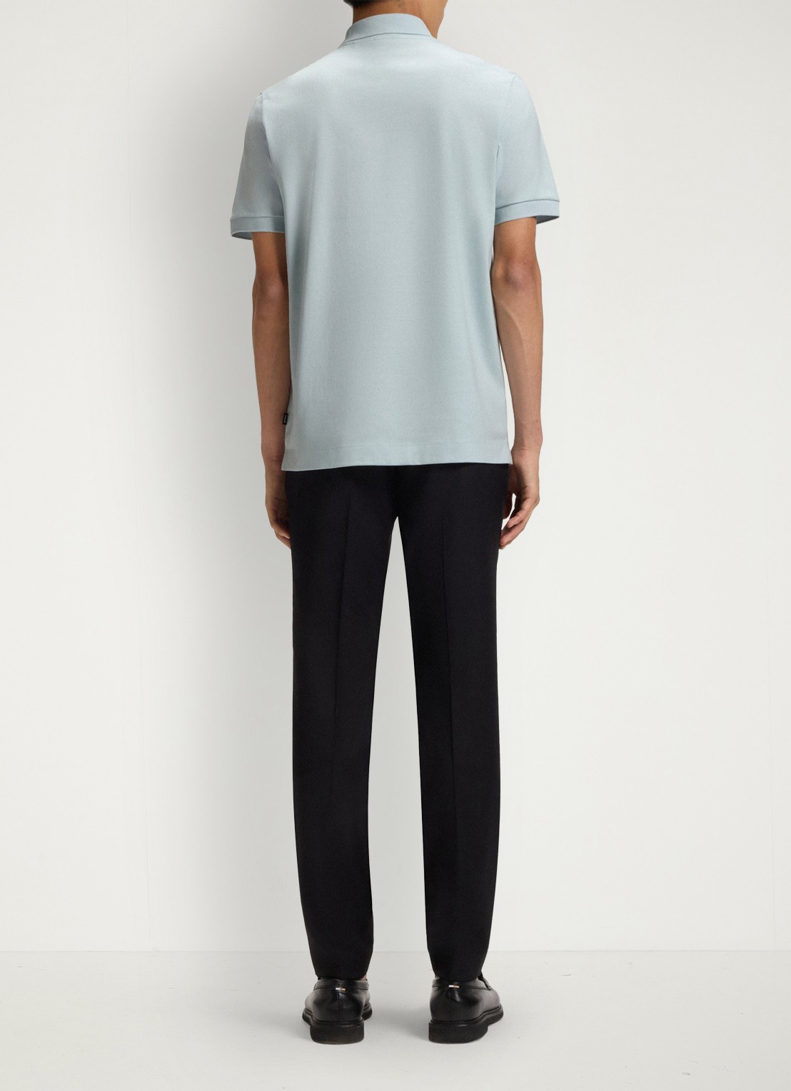 BOSS Regular fit polo met halve rits - achterkant 3 staalblauw