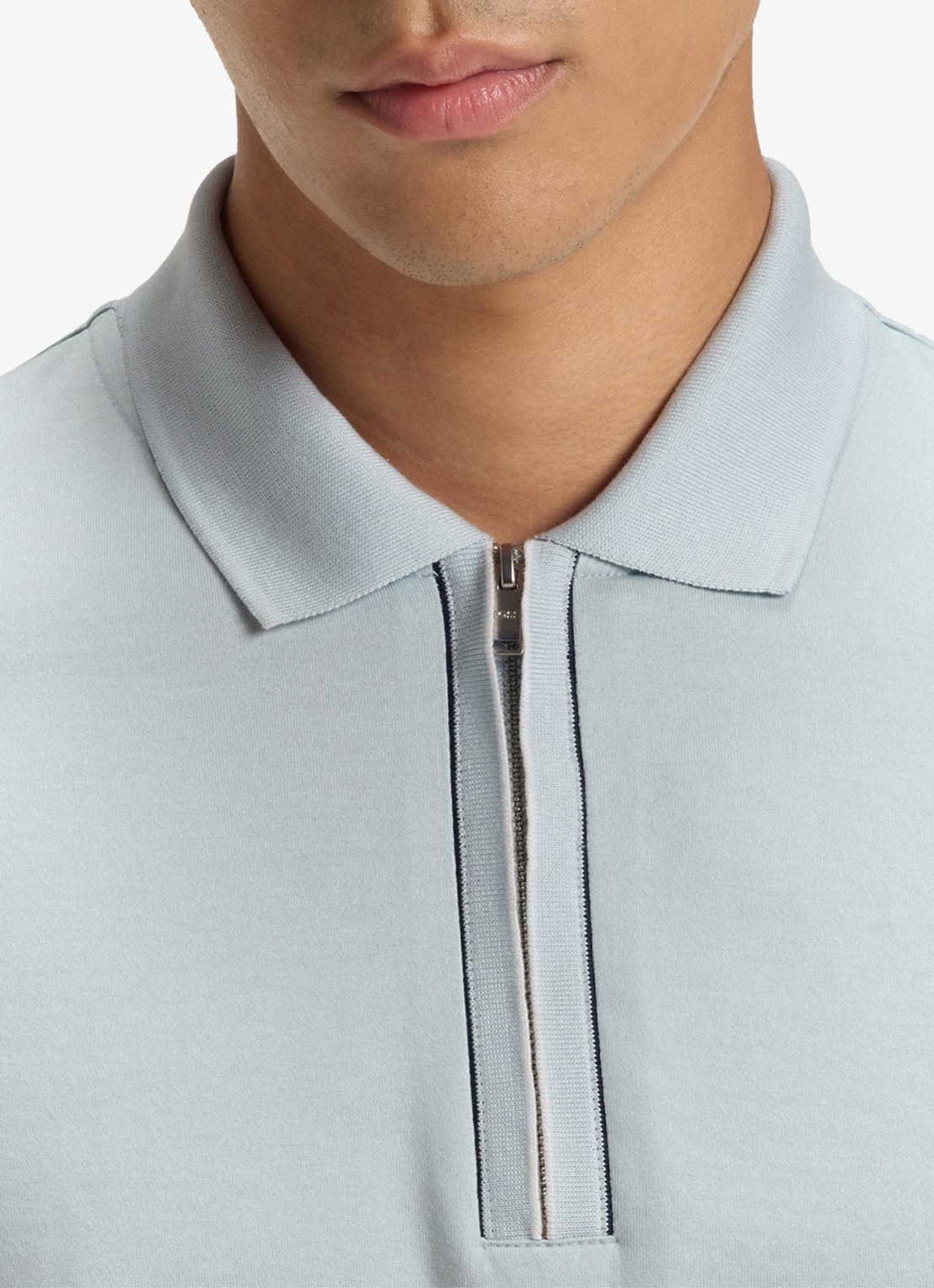 BOSS Regular fit polo met halve rits - detail 2 staalblauw
