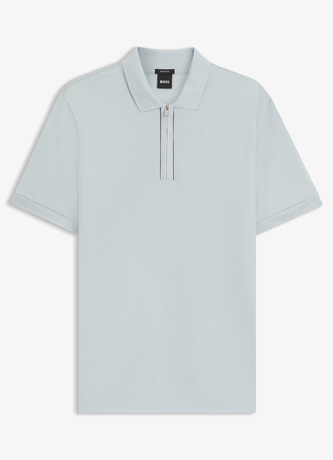 BOSS Regular fit polo met halve rits - voorkant 4 staalblauw