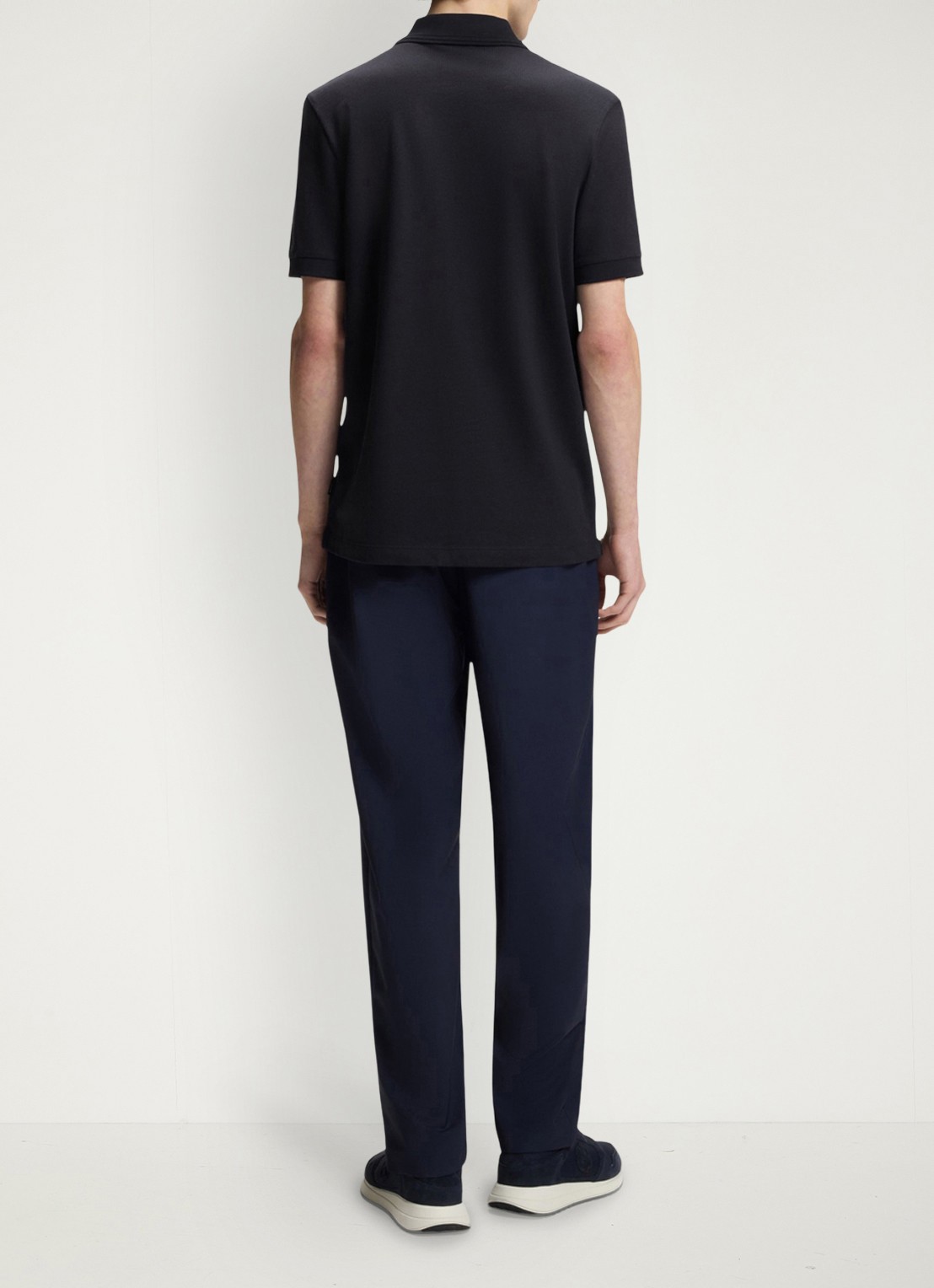 BOSS Regular fit polo met halve rits - achterkant donkerblauw