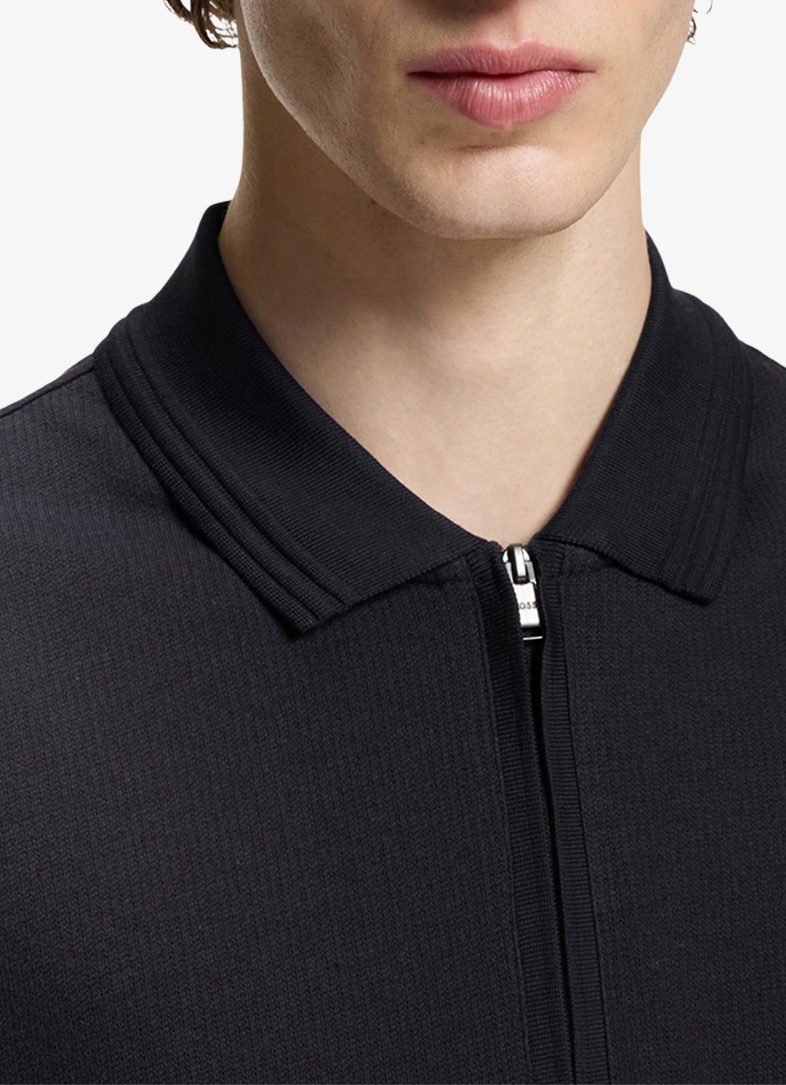 BOSS Regular fit polo met halve rits - detail 3 donkerblauw