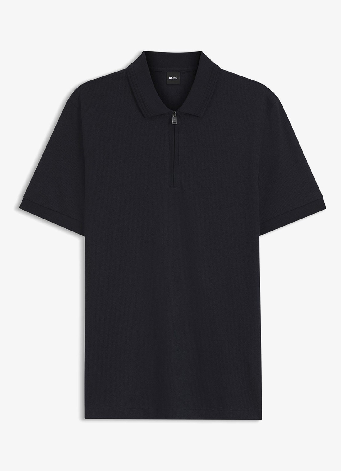 BOSS Regular fit polo met halve rits - voorkant 4 donkerblauw