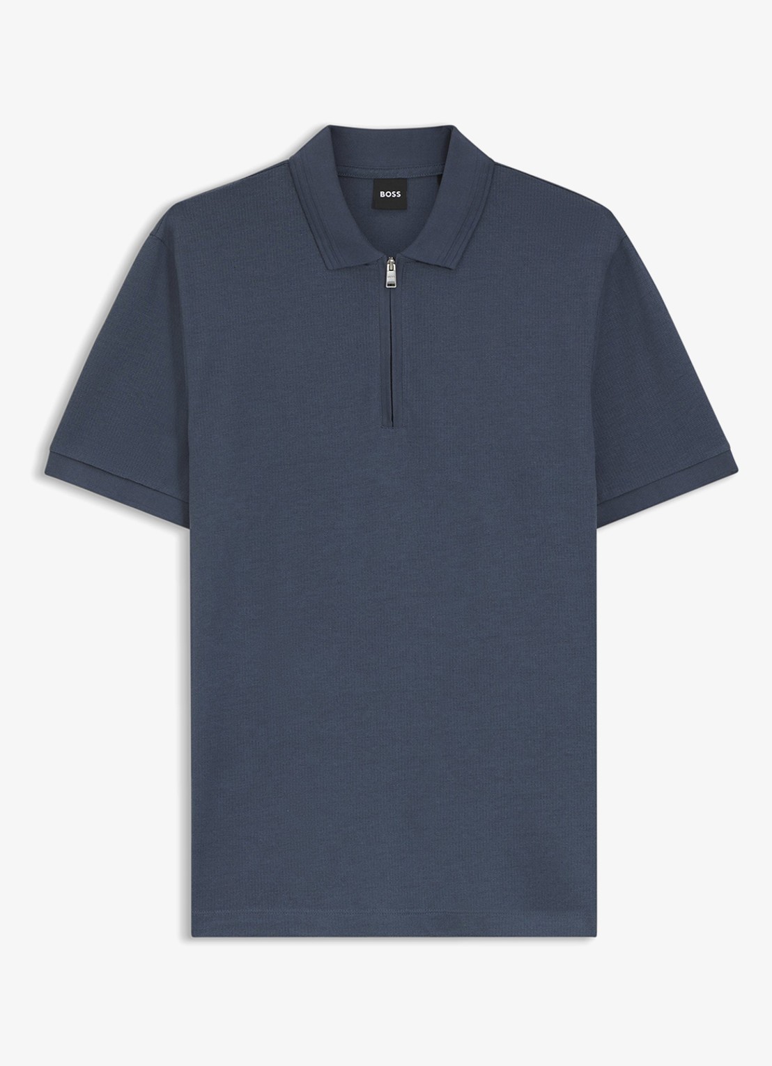 BOSS Regular fit polo met halve rits - voorkant blauwgrijs